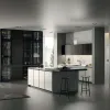 High-End Modern Full White Lacquer L-Shaped Melamine Glass Kitchen Cabinets with Small Sink Base for Dining