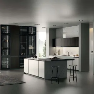 High-End Modern Full White Lacquer L-Shaped Melamine Glass Kitchen Cabinets with Small Sink Base for Dining