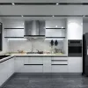 Modern High Gloss Kitchen Cabinets PET Finish Plywood Doors Hinge Drawer Basket for Bulk Apartment Whole House