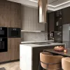 Modular Modern Sink Base Cabinet Glass Wooden Particle Board Kitchen Pantry Island Cupboard for Apartment Dining