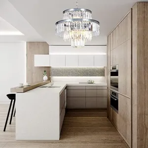 Hotel Apartment Kitchen Project Supplier Minimalistic Style Small Complete Custom L Shaped Melamine Unit Kitchen Cabinets