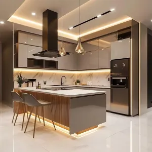Kitchen Furniture Flat Pack Smart Shaker Modular Plywood Kitchen Cabinet Home Set Joinery Modern for Apartment Project
