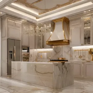 Kitchen Furniture Luxury Modern Design Wooden Wall Hanging Smart Custom Villa Home Modular Lacquer Kitchen Cabinet