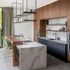 Kitchen Island Storage Cabinets Prefabricated Wood Marble Design Stainless Steel Countertop MDF for Bulk Apartment Project