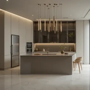 Latest Modular Eco-Friendly Modern Kitchen Cabinets with Glass Doors Particleboard Carcase for Apartment Projects