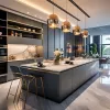 Luxury Custom Antifungal Open Multi-Layer Glass Modern Eco-Friendly Kitchen Island Cabinets Space-Saving Free Whole House Design