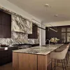 Luxury Custom Modular Solid Wood Eco-Friendly Melamine Board Full Modern Kitchen Cabinets with Walnut Veneer for Villa