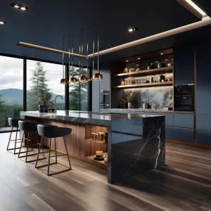 Luxury Durable Cabinets Kitchen Modern Wood Kitchen Cupboards Black Lacquer Kitchen Cabinets and Countertops for Villa Project