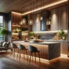Luxury Modern Custom Designed Melamine Board Lacquer Wood Grain Glass Kitchen Cabinets Complete Furniture Set for Villas Dining