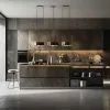 Luxury Modern Minimalist 3D Sink Base Cabinet Island Faucet Eco-Friendly Melamine Wood Veneer Glass Kitchen Storage Mall