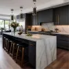 Luxury Modular Minimalist Shaker Modern Kitchen Cabinet Glass Countertops Eco-Friendly Custom One-Stop Cabinet Project Dining