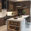 Luxury Smart Kitchen Cabinets Eco-Friendly Modular Light Curved Island Fitted Solid Wood Carcass Lacquer Finish Quartz Mall