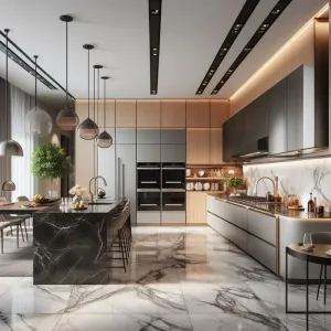 Luxury Solid Ash Wood Eco-Friendly Modular Kitchen Cabinets Modern Design Soft-Close Hinges Melamine Board Glass Mall Dining