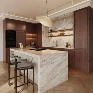 Manufacture High Gloss Pantry Modern Designs Modular Integral Luxury Shaker Smart Solid Wooden Veneer Kitchen Cabinet for Villa