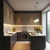 Matt Black Plywood Custom Kitchen Cabinets Melamine Wooden Modern Kitchen Design Cabinet for Apartment Project