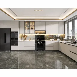Matte Custom Particleboard Melamine Board Kitchen Cabinet Design Kitchen Furniture Custom Kitchen Cabinets for Villa Project