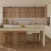 Minimalist Eco-Friendly Fireproof Overall Straight Line Particleboard Kitchen Cabinet Quartz Stone Countertop Kitchen Cabinet