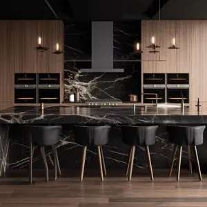 Modern Custom Glass Kitchen Cabinet with Faucet Eco-Friendly Melamine Construction Dining Villa Complete Set at Factory Price