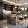 Modern Custom Kitchen Island Cabinets Particle Board Stainless Steel Sink Melamine Board Granite for Apartment Kitchen Design
