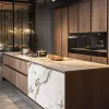Modern Customized Modular Solid Wood Kitchen Cabinet with Total Project Solutions for Villa Homes