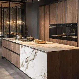 Modern Customized Modular Solid Wood Kitchen Cabinet with Total Project Solutions for Villa Homes