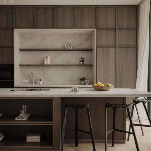 Modern Design Eco-Friendly Wood Modular Kitchen Cupboards Fireproof Glass Melamine Board Carcase Black Finish Sink Mall