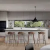 Modern Design High Gloss White Lacquer Eco-Friendly Glass Modular Kitchen Cabinets Melamine Board Carcase Sink Apartment