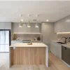 Modern Eco-Friendly Glass Kitchen Cabinet with Island Solid Wood Construction Custom Villa Kitchen Solution