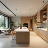 Modern Eco-Friendly Stainless Steel Glass Melamine Wooden Kitchen Furniture Set Faucet Includes Cabinets Storage Island