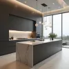 Modern European Design Matt Lacquer Wall Cabinet Stainless Steel Granite Wood Acrylic Panel Kitchen Cupboard Sink for Home Use