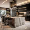Modern Glossy Laminate Melamine Kitchen Island Cabinets Complete Set Glass Eco-Friendly Modular Design for Dining Villa Use