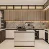Modern Kitchen Cabinets Set Glass Hinge Faucet-Eco-Friendly Particleboard Construction Modular Island Storage for Villa Projects