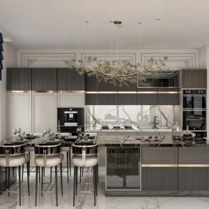 Modern Lacquer Modular Fireproof Kitchen Cabinet Dining Sink Faucet Hinge Drawer Pantry Island Includes All Essential Components