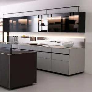 Modern Luxury Eco-Friendly Modular Kitchen Cabinet Set with Glass Doors and Sink for Mall and Villa Projects Philippines
