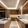 Modern Luxury Modular Solid Wood Kitchen Cabinets Marble Countertop Stainless Sink Base Hinge Island Custom Faucet for Dining