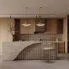 Modern Luxury Solid Wood Veneer Kitchen Cabinets Granite Smart Designs Custom Kitchen Furniture Sets for Villa Apartment Use