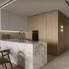 Modern Mini High-End Modular Kitchenette Stainless Steel Sink Flat Pack MDF Waterproof Cabinet Marble Countertop Kitchen Cabinet