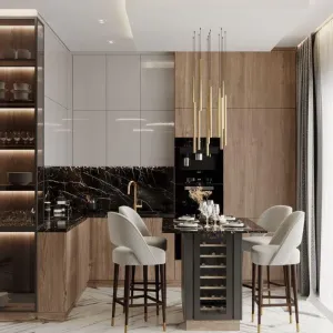 Modern Mini Kitchenette High-End Flat Pack Stainless Steel Sink Snik MDF Waterproof Cabinet Melamine Board Dining Modular
