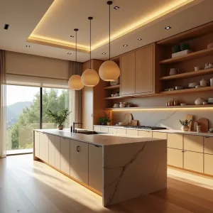 Modern Minimalist Solid Wood Glass Door Kitchen Cabinets with Faucet Factory Sale for Real Estate Developers