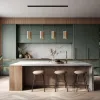 Modern Minimalist Wood Kitchen Cupboard with Acrylic Panel Lacquer Eco-Friendly Wall Cabinet Sink Faucet Dining Application