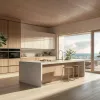 Modern Minimalistic Eco-Friendly Custom L-Shaped Melamine Kitchen Cabinet with MDF Carcase for Villa Use
