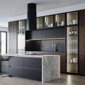 Modern Minimalistic Eco-Friendly Fireproof L Shaped Melamine Kitchen Cabinet Solution for Bulk Home Projects
