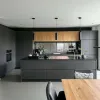 Modern Modular Eco-Friendly Fireproof Glass Lacquer Automatic Melamine Kitchen Cabinet Apartment Projects Complete Home