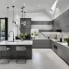 Modern Modular Eco-Friendly Wall Cabinets Melamine Plywood Complete Kitchen Cabinet Set Cupboard Island Storage Villa Decoration