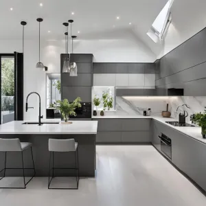 Modern Modular Eco-Friendly Wall Cabinets Melamine Plywood Complete Kitchen Cabinet Set Cupboard Island Storage Villa Decoration