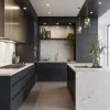 Modern Modular Plywood Kitchen Cabinets Melamine Board Stainless Steel Countertop Faucet Eco-Friendly Fireproof Design for