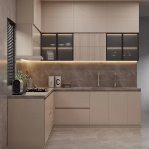 Modern PET Particle Board Kitchen Cabinet Customized Whole House Cabinetry for Apartment Project Supply