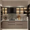 Modern PET Particleboard Kitchen Cabinets Full Set Apartment Kitchen Cupboard Storage Solutions for Large-Scale Projects