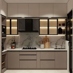 Modern PET Particleboard Kitchen Cabinets Full Set Apartment Kitchen Cupboard Storage Solutions for Large-Scale Projects
