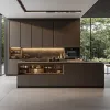 Modern Particleboard Kitchen Cabinet Island Storage Cabinets Stainless Steel Countertop Marble Melamine Board Sink for Home